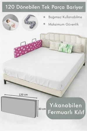Yatella Yeni Nesil Yatak Bariyeri 120 cm Pembe Yıldız - Boyalı
