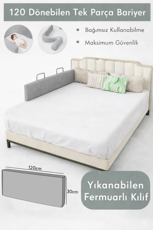 Yatella Yeni Nesil Yatak Bariyeri 120 cm Gri - Boyalı