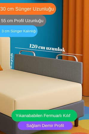 Yatella Yeni Nesil Yatak Bariyeri 120 cm Gri - Boyalı