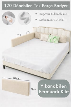 Yatella Yeni Nesil Yatak Bariyeri 120 cm Bej - Boyalı