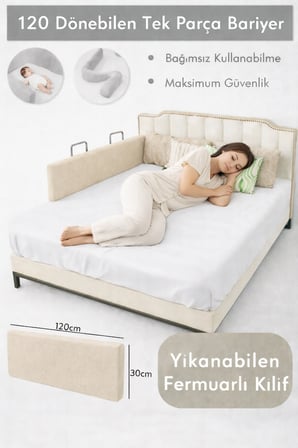 Yatella Yeni Nesil Yatak Bariyeri 120 cm Bej - Boyalı