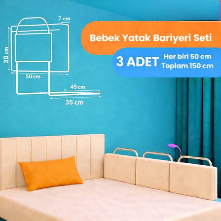 Yatella Yeni Nesil Yatak Bariyeri 50 x 30 cm Bej ( 3 Adet) - Telalı