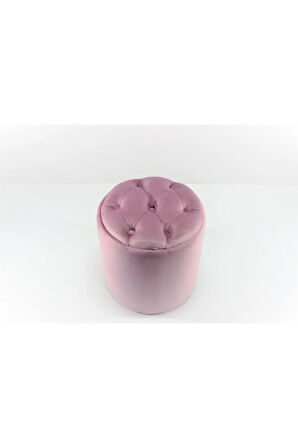 Puffy Puf Pembe Chester Model Yuvarlak Puf- Makyaj Masası Pufu