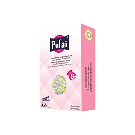 Pufai Sigara Ağızlığı Tar Süzen Filtre 8Mm Normal Boy 100 Adet 5 Kutu Pembe