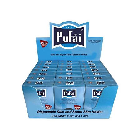 Pufai Süper Slim Sigara Filtresi 5 mm 6 mm Uyumlu 1525 Adet 1 Paket 21 Kutu