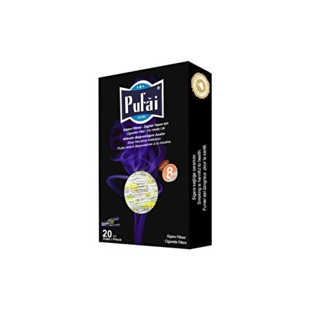 Pufai Sigara Filtresi Ağızlığı Tar Katran Süzer Normal Boy 8Mm Uyumlu 200 Adet 10 Kutu Dark