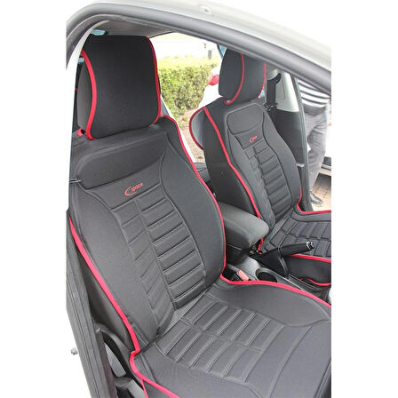 Dodge Caliber Lüx Oto Koltuk Minderi Ön Arka 5'li Set 5STAR Serisi SİYAH KIRMIZI