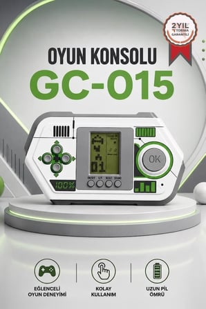 Premium Konsol Hobi Oynama Oyun Kolu Atari Joystick Tetris Gameboy GC015 Beyaz