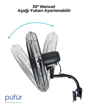 2 ADET Püfür Sanayi Duvar Tipi Vantilatör Uzaktan Kumandalı 65CM