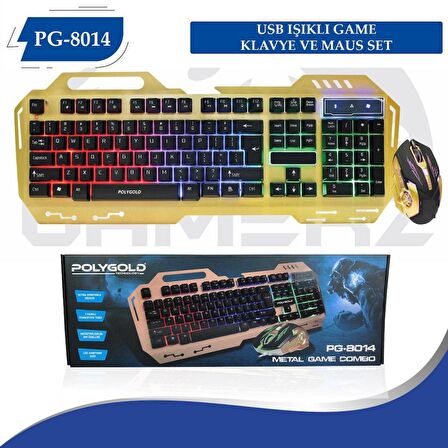 Polygold PG-8014 Işıklı Oyuncu Q Klavye Mouse Seti