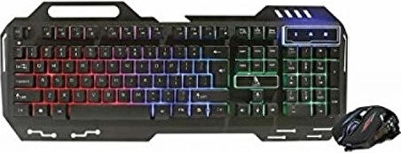 Polygold PG-8014 Işıklı Oyuncu Klavye Mouse Seti - Siyah