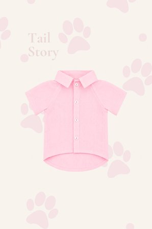 Kedi/Köpek Kıyafeti, Premium Kumaş, Küçük Ve Orta Irklar İçin, Pembe, Kuş Nakışlı Tasarım Kedi/Köpek Gömleği