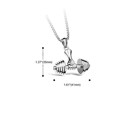 Paslanmaz Çelik Sporcu Dambıl Kolye ve Kalın Zinciri