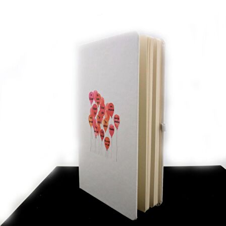 İsme Kişiye Özel Termo Deri Mutlu Çift Desenli Lastikli Defter