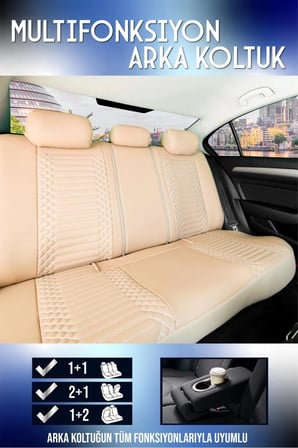
Renault Megane 2 HB Lüx Deri OTO KOLTUK KILIFI Ön Arka Takım Set EXCLUSİVE BEJ