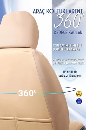 
Renault Megane 2 HB Lüx Deri OTO KOLTUK KILIFI Ön Arka Takım Set EXCLUSİVE BEJ