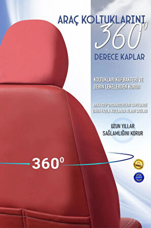 
Ford Focus 1 Lüx Deri OTO KOLTUK KILIFI Ön Arka Takım Set EXCLUSİVE BORDO