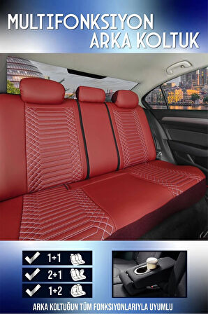 
Renault Fluence Lüx Deri OTO KOLTUK KILIFI Ön Arka Takım Set EXCLUSİVE BORDO