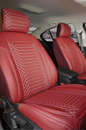 Toyota Hilux Lüx Deri OTO KOLTUK KILIFI Ön Arka Takım Set EXCLUSİVE BORDO