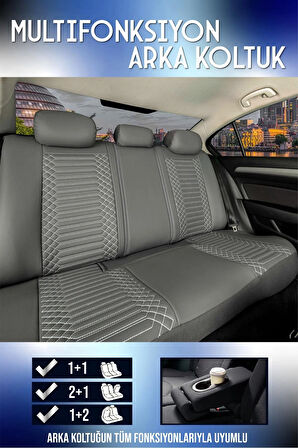 
Fiat Egea Sedan Lüx Deri OTO KOLTUK KILIFI Ön Arka Takım Set EXCLUSİVE FÜME