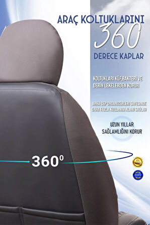 Peugeot 2008 Lüx Deri OTO KOLTUK KILIFI Ön Arka Takım Set EXCLUSİVE FÜME