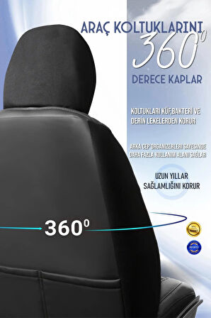 
Ford Focus 4 Lüx Deri OTO KOLTUK KILIFI Ön Arka Takım Set EXCLUSİVE SİYAH BEYAZ