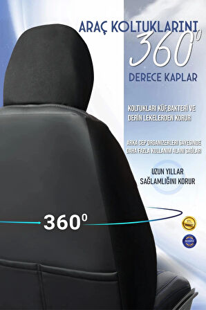 
Ford Focus 5 Lüx Deri OTO KOLTUK KILIFI Ön Arka Takım Set EXCLUSİVE SİYAH MAVİ