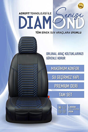
Nissan Primera Lüx Deri OTO KOLTUK KILIFI Ön Arka Takım Set EXCLUSİVE SİYAH MAVİ