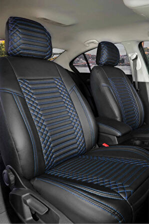
Peugeot 206 Lüx Deri OTO KOLTUK KILIFI Ön Arka Takım Set EXCLUSİVE SİYAH MAVİ