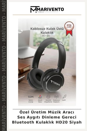 Özel Üretim Müzik Aracı Ses Aygıtı Dinleme Gereci Bluetooth Kulaklık HD20 Siyah