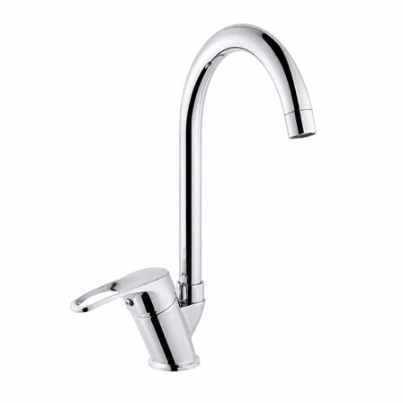 Purvex Home Klasik Mix Kuğu U Boru Evye Bataryası - Pirinç Gövde Krom Kaplama Aç-Kapa Mutfak Tezgah Üstü Musluğu