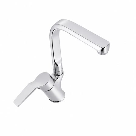 Purvex Home Spektra Eviye Bataryası Mutfak Evye Musluğu L Tipi Döner Borulu Tezgah Üstü Aç Kapa Krom Pirinç Musluk Bataryası Lüks Modern Tasarım