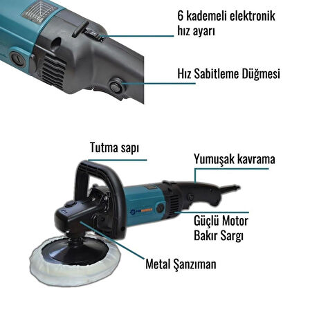 Prohummer PH-T097 Elektrikli Devir Ayarlı Polisaj Makinesi 1800w