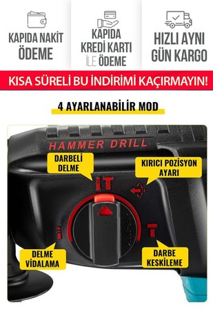 Prohummer PH004 Professional 880W SDS Plus Kırıcı Delici Matkap