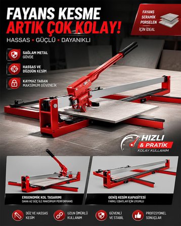 Prohummer PH1200A 120 cm Seramik Fayans Kesme ve Granit Kesim Makinesi - Kırmızı Lazer Teknolojisi Hassas Kesim