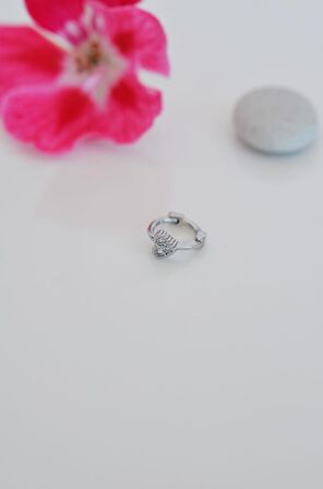 Silver Renk Halka Mini Kalpli Tragus Piercing Helix Kıkırdak Lob