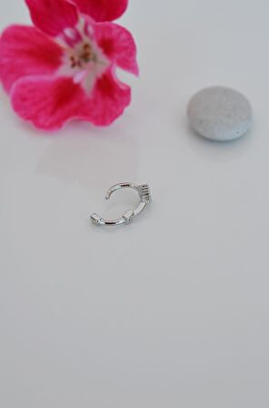 Silver Renk Halka Mini Kalpli Tragus Piercing Helix Kıkırdak Lob