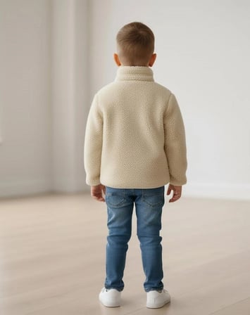 Unisex Çocuk Yumuşak Dokulu Astarlı Fermuarlı Cepli Peluş Hırka