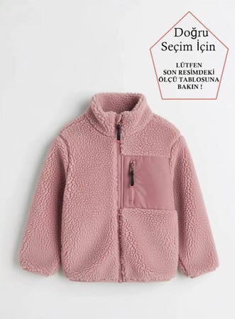 Unisex Çocuk Yumuşak Dokulu Astarlı Fermuarlı Cepli Peluş Hırka