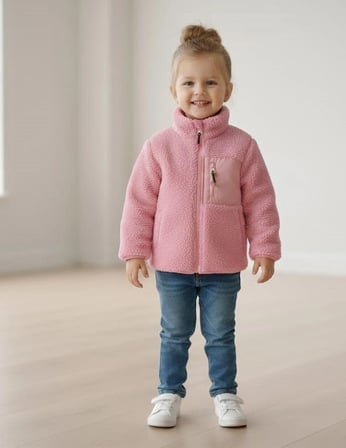 Unisex Çocuk Yumuşak Dokulu Astarlı Fermuarlı Cepli Peluş Hırka