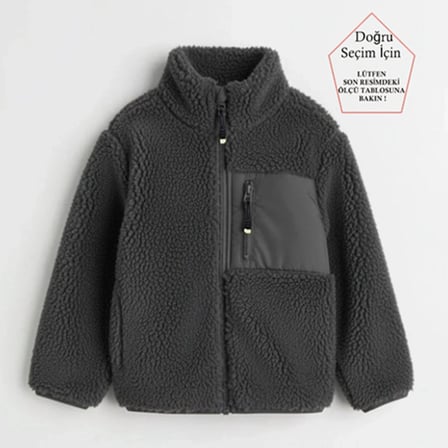 Unisex Çocuk Yumuşak Dokulu Astarlı Fermuarlı Cepli Peluş Hırka