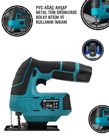 Prohummer Ph264 Akülü Dekupaj Testere - Armut Batarya Tipli 360Watt (Mavi)