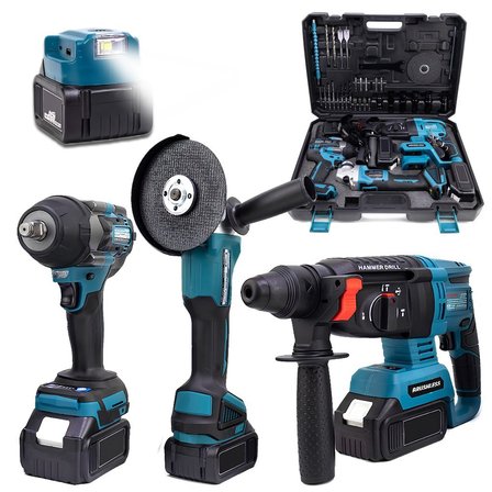 Prohummer PH279 Akülü Kömürsüz 3IN1 Matkap Seti - (800Nm Somun Sökme, Kırıcı Delici , 125mm Avuç Taşlama, Powerbank ve Led)21v 4ah