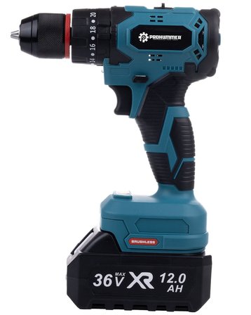 Prohummer PH297 Kömürsüz Motor 36Vf 5ah Metal Mandren Vidalama Matkap Seti 10p
