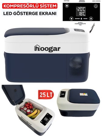Hooger PH299 Oto Karavan Tekne Tır Buzdolabı - Led Ekran 21-25 Lt 12-24v (-20) Derece Hızlı Soğutma