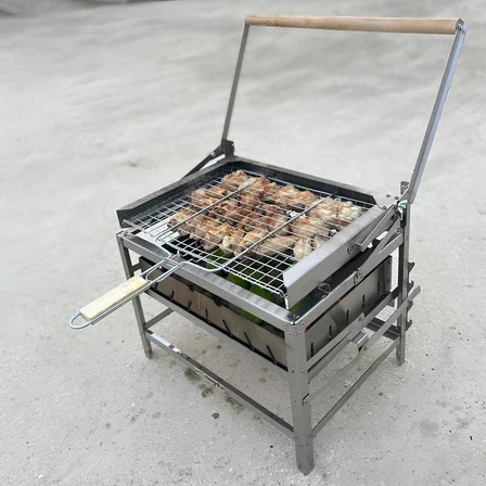 Teknomangal PH302 Hareketli Mangal Paslanmaz Çelik 40x30 cm Izgara Telli