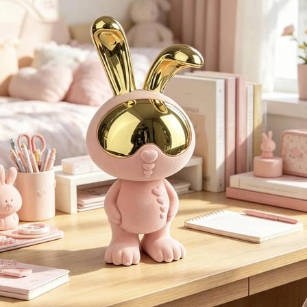Küçük Dekoratif Tavşan Heykelcik Pembe