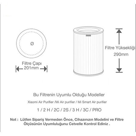 Purmed Xiaomi Mi 1/2/3/ Pro Air Purifier Uyumlu Mor HEPA Filtre