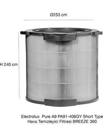 Purmed ELECTROLUX Pure A9 PA91-404GY - PA91-404DG Uyumlu, RFID Etiketli Hepa + Karbon Filtre