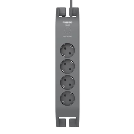 PHILIPS SPN3140A/62, 4 Soket, Akım Korumalı Priz, 900 Joules, 2Mt Kablo, (Gri)